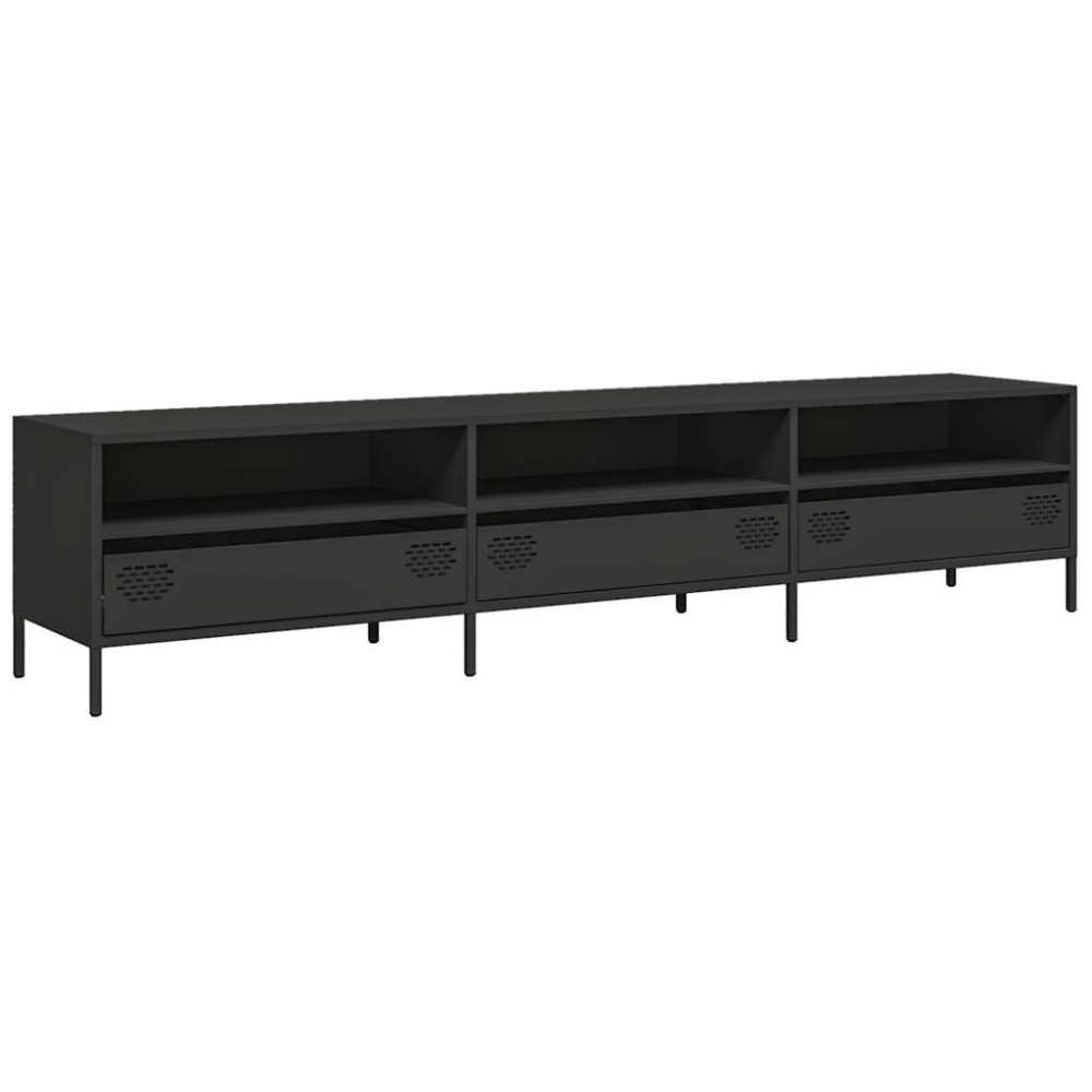 vidaXL Dulap TV, negru, 202x39x43,5 cm, oțel laminat la rece