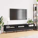 vidaXL Dulap TV, negru, 202x39x43,5 cm, oțel laminat la rece vidaXL Dulap TV, negru, 202x39x43,5 cm, oțel laminat la rece