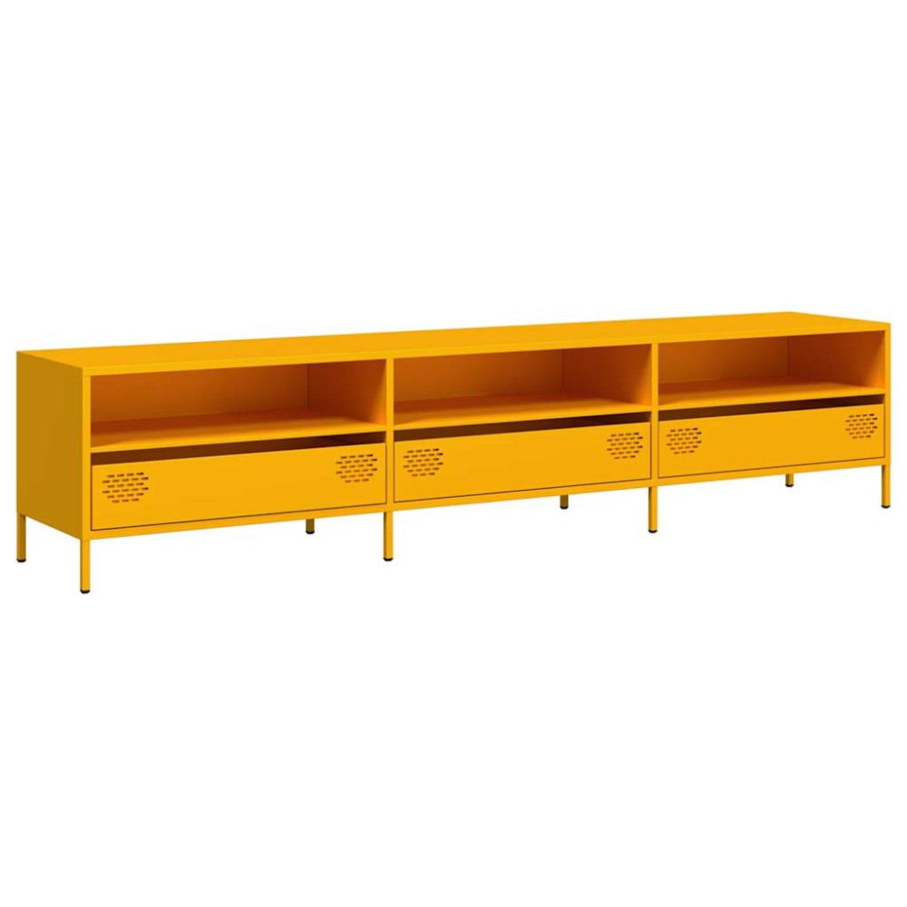 vidaXL Dulap TV, galben muștar, 202x39x43,5 cm, oțel laminat la rece