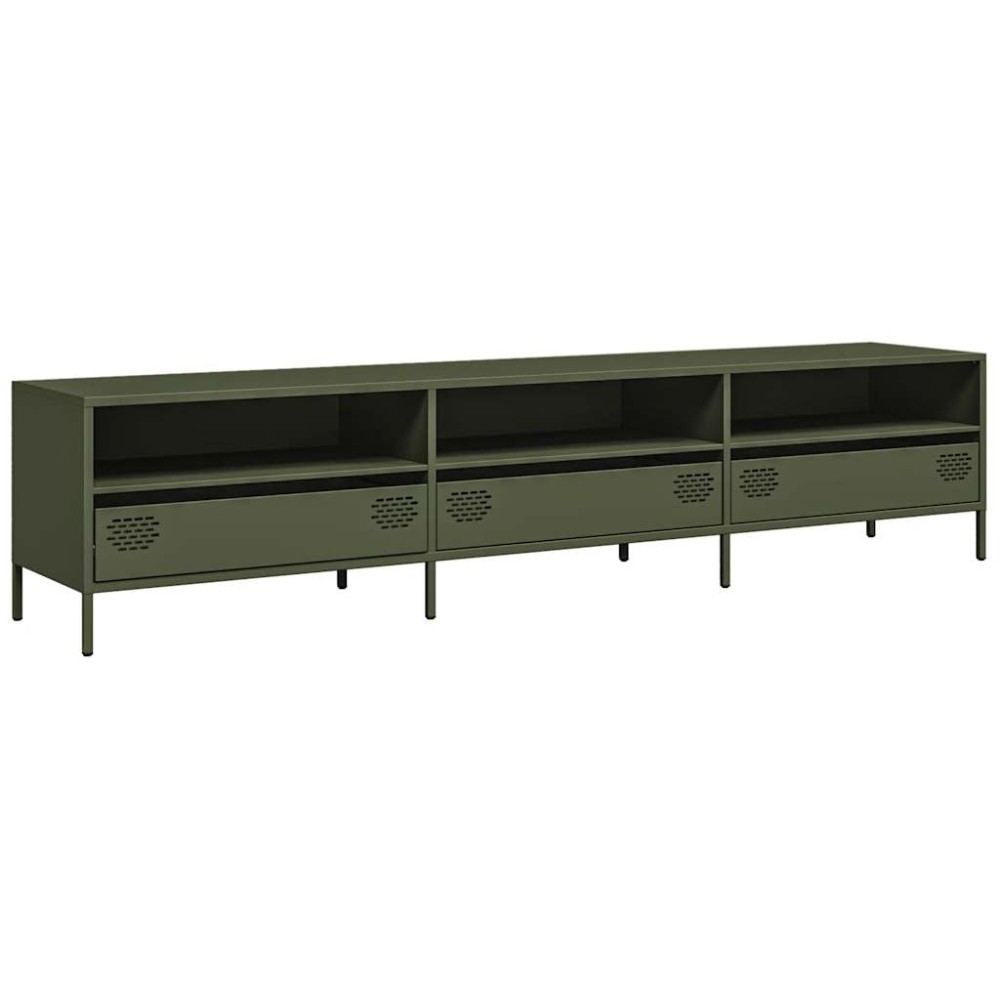 vidaXL Dulap TV, verde măsliniu, 202x39x43,5 cm, oțel laminat la rece