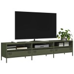 vidaXL Dulap TV, verde măsliniu, 202x39x43,5 cm, oțel laminat la rece vidaXL Dulap TV, verde măsliniu, 202x39x43,5 cm, oțel laminat la rece