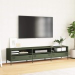 vidaXL Dulap TV, verde măsliniu, 202x39x43,5 cm, oțel laminat la rece vidaXL Dulap TV, verde măsliniu, 202x39x43,5 cm, oțel laminat la rece