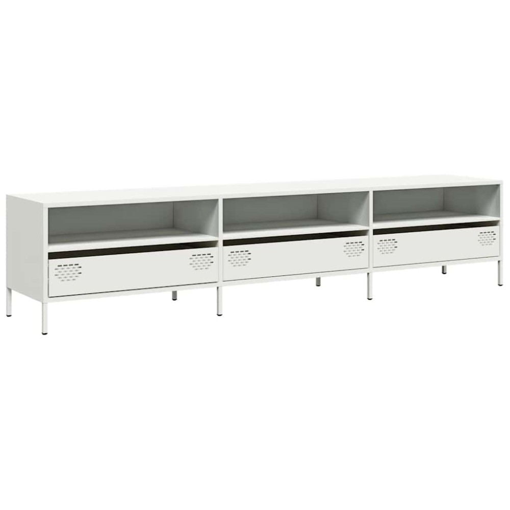 vidaXL Dulap TV, alb, 202x39x43,5 cm, oțel laminat la rece