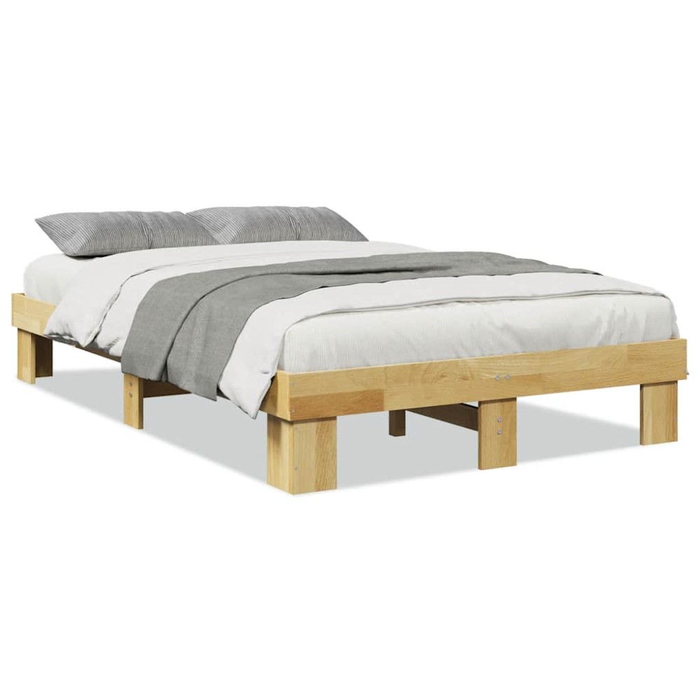 vidaXL Cadru de pat fără saltea 120x200 cm din lemn masiv de stejar
