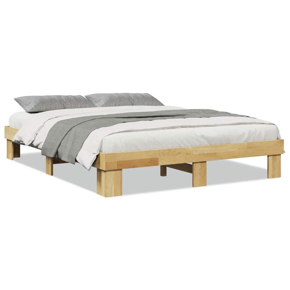 vidaXL Cadru de pat fără saltea 160x200 cm din lemn masiv de stejar