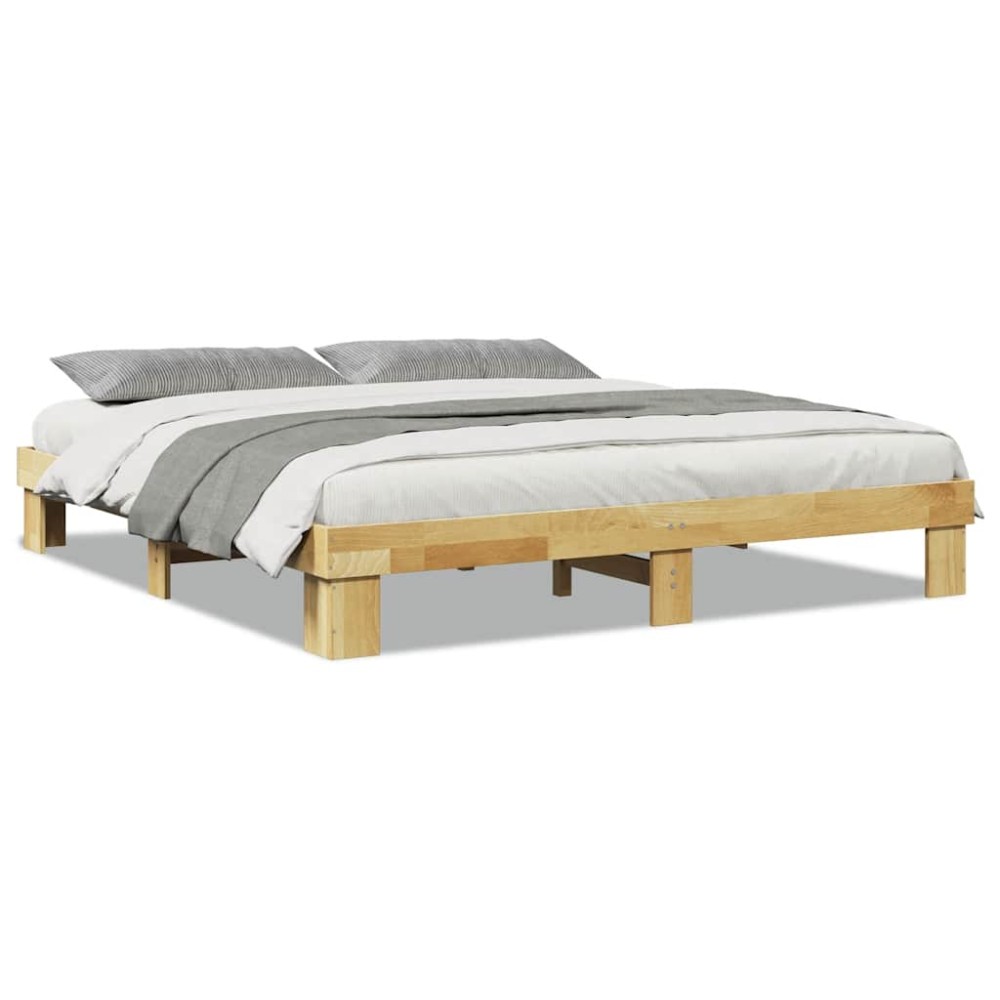 vidaXL Cadru de pat fără saltea 180x200 cm din lemn masiv de stejar
