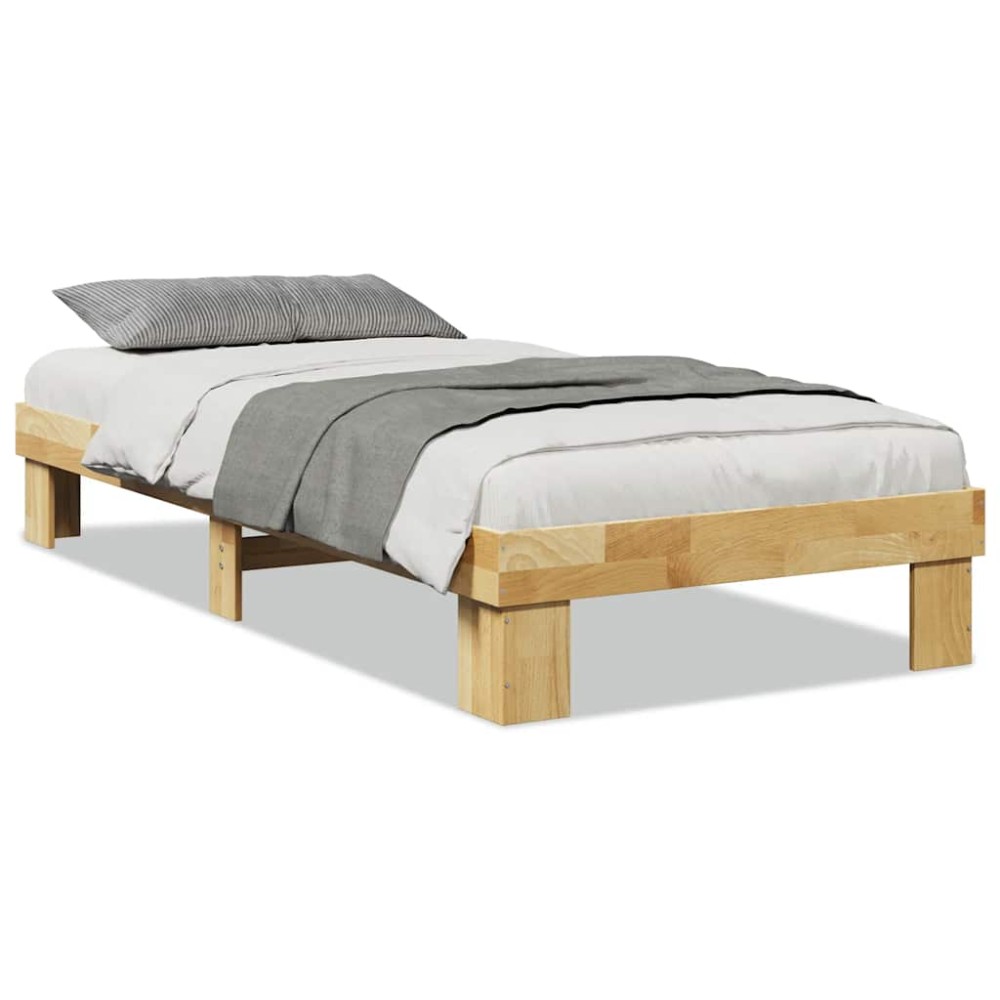 vidaXL Cadru de pat fără saltea 75x190 cm din lemn masiv de stejar