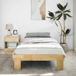 vidaXL Cadru de pat fără saltea 75x190 cm din lemn masiv de stejar vidaXL Cadru de pat fără saltea 75x190 cm din lemn masiv de stejar