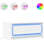 vidaXL Măsuță de cafea cu lumini LED, alb, lemn prelucrat vidaXL Măsuță de cafea cu lumini LED, alb, lemn prelucrat