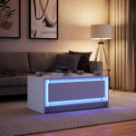 vidaXL Măsuță de cafea cu lumini LED, alb, lemn prelucrat vidaXL Măsuță de cafea cu lumini LED, alb, lemn prelucrat