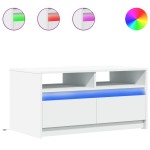 vidaXL Măsuță de cafea cu lumini LED, alb, lemn prelucrat vidaXL Măsuță de cafea cu lumini LED, alb, lemn prelucrat
