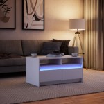 vidaXL Măsuță de cafea cu lumini LED, alb, lemn prelucrat vidaXL Măsuță de cafea cu lumini LED, alb, lemn prelucrat