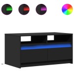vidaXL Măsuță de cafea cu lumini LED, negru, lemn prelucrat vidaXL Măsuță de cafea cu lumini LED, negru, lemn prelucrat