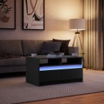 vidaXL Măsuță de cafea cu lumini LED, negru, lemn prelucrat vidaXL Măsuță de cafea cu lumini LED, negru, lemn prelucrat