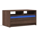vidaXL Măsuță de cafea cu lumini LED, stejar maro, lemn prelucrat vidaXL Măsuță de cafea cu lumini LED, stejar maro, lemn prelucrat