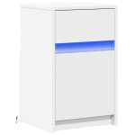 vidaXL Noptieră cu lumini LED, alb, lemn prelucrat vidaXL Noptieră cu lumini LED, alb, lemn prelucrat