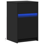 vidaXL Noptieră cu lumini LED, negru, lemn prelucrat vidaXL Noptieră cu lumini LED, negru, lemn prelucrat