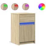 vidaXL Noptieră cu lumini LED, stejar sonoma, lemn prelucrat vidaXL Noptieră cu lumini LED, stejar sonoma, lemn prelucrat
