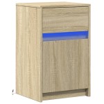 vidaXL Noptieră cu lumini LED, stejar sonoma, lemn prelucrat vidaXL Noptieră cu lumini LED, stejar sonoma, lemn prelucrat
