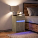 vidaXL Noptieră cu lumini LED, stejar sonoma, lemn prelucrat vidaXL Noptieră cu lumini LED, stejar sonoma, lemn prelucrat