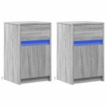 vidaXL Noptiere cu lumini LED, 2 buc., sonoma gri, lemn prelucrat