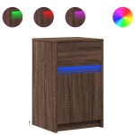 vidaXL Noptieră cu lumini LED, stejar maro, lemn prelucrat vidaXL Noptieră cu lumini LED, stejar maro, lemn prelucrat