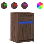 vidaXL Noptiere cu lumini LED, 2 buc., stejar maro, lemn prelucrat