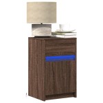 vidaXL Noptiere cu lumini LED, 2 buc., stejar maro, lemn prelucrat
