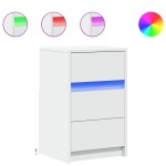 vidaXL Noptieră cu lumini LED, alb, lemn prelucrat vidaXL Noptieră cu lumini LED, alb, lemn prelucrat