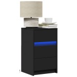 vidaXL Noptieră cu lumini LED, negru, lemn prelucrat vidaXL Noptieră cu lumini LED, negru, lemn prelucrat
