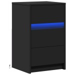 vidaXL Noptieră cu lumini LED, negru, lemn prelucrat vidaXL Noptieră cu lumini LED, negru, lemn prelucrat