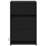 vidaXL Noptieră cu lumini LED, negru, lemn prelucrat vidaXL Noptieră cu lumini LED, negru, lemn prelucrat
