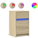 vidaXL Noptieră cu lumini LED, stejar sonoma, lemn prelucrat vidaXL Noptieră cu lumini LED, stejar sonoma, lemn prelucrat