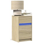 vidaXL Noptieră cu lumini LED, stejar sonoma, lemn prelucrat vidaXL Noptieră cu lumini LED, stejar sonoma, lemn prelucrat