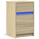 vidaXL Noptieră cu lumini LED, stejar sonoma, lemn prelucrat vidaXL Noptieră cu lumini LED, stejar sonoma, lemn prelucrat