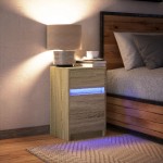 vidaXL Noptieră cu lumini LED, stejar sonoma, lemn prelucrat vidaXL Noptieră cu lumini LED, stejar sonoma, lemn prelucrat