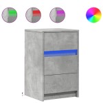 vidaXL Noptieră cu lumini LED, gri beton, lemn prelucrat vidaXL Noptieră cu lumini LED, gri beton, lemn prelucrat