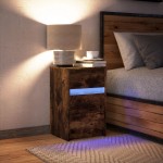 vidaXL Noptieră cu lumini LED, stejar fumuriu, lemn prelucrat vidaXL Noptieră cu lumini LED, stejar fumuriu, lemn prelucrat