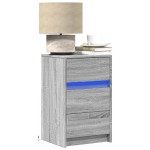 vidaXL Noptieră cu lumini LED, sonoma gri, lemn prelucrat vidaXL Noptieră cu lumini LED, sonoma gri, lemn prelucrat