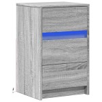 vidaXL Noptieră cu lumini LED, sonoma gri, lemn prelucrat vidaXL Noptieră cu lumini LED, sonoma gri, lemn prelucrat