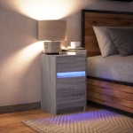 vidaXL Noptieră cu lumini LED, sonoma gri, lemn prelucrat vidaXL Noptieră cu lumini LED, sonoma gri, lemn prelucrat