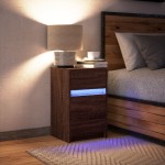 vidaXL Noptieră cu lumini LED, stejar maro, lemn prelucrat vidaXL Noptieră cu lumini LED, stejar maro, lemn prelucrat