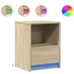 vidaXL Noptieră cu lumini LED, stejar sonoma, lemn prelucrat vidaXL Noptieră cu lumini LED, stejar sonoma, lemn prelucrat