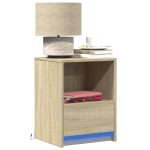 vidaXL Noptieră cu lumini LED, stejar sonoma, lemn prelucrat vidaXL Noptieră cu lumini LED, stejar sonoma, lemn prelucrat