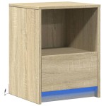 vidaXL Noptieră cu lumini LED, stejar sonoma, lemn prelucrat vidaXL Noptieră cu lumini LED, stejar sonoma, lemn prelucrat