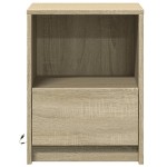vidaXL Noptiere cu lumini LED, 2 buc., stejar sonoma, lemn prelucrat