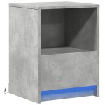 vidaXL Noptieră cu lumini LED, gri beton, lemn prelucrat vidaXL Noptieră cu lumini LED, gri beton, lemn prelucrat