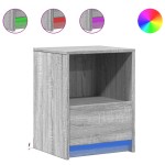 vidaXL Noptieră cu lumini LED, sonoma gri, lemn prelucrat vidaXL Noptieră cu lumini LED, sonoma gri, lemn prelucrat