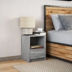 vidaXL Noptieră cu lumini LED, sonoma gri, lemn prelucrat vidaXL Noptieră cu lumini LED, sonoma gri, lemn prelucrat