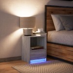 vidaXL Noptieră cu lumini LED, sonoma gri, lemn prelucrat vidaXL Noptieră cu lumini LED, sonoma gri, lemn prelucrat